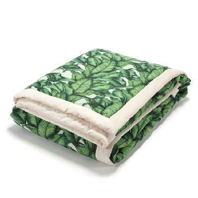 La Millou - Luxusní deka Velvet s výplní, vel. XL - Banana Leaves/Rafaello