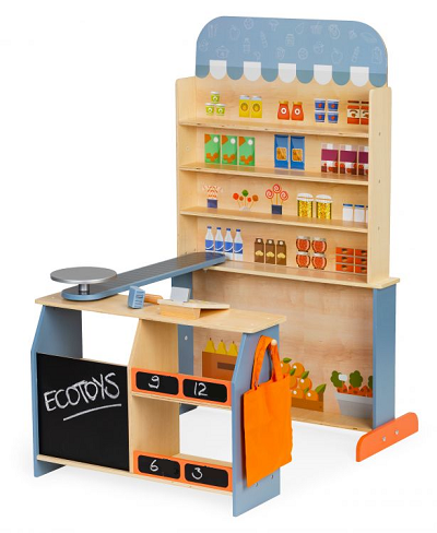 Velký dřevěný supermarket Ecotoys
